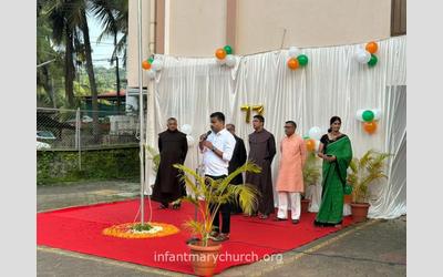 77th Independence Day celebrated at Infant Mary Parish, Bajjodi